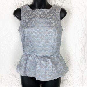 H&M Peplum Metallic Blue Mermaid Top Sleeveless 6